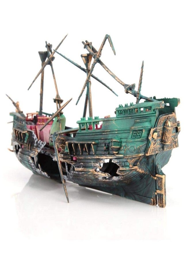 Srliya Aquarium Ornaments Ship 27 * 11 * 13 Aquarium Shipwreck Decorations Set - Image 1